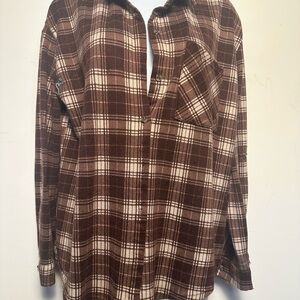 Eden and Olivia Brown Plaid Button-Up Shirt